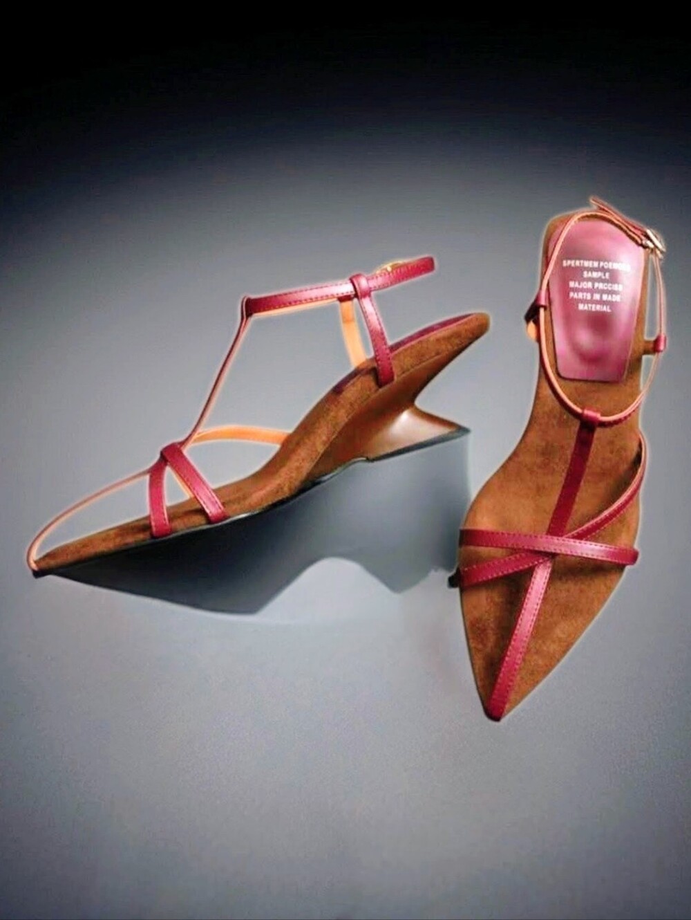 NWOT ELEGANT (burgundy) French Leather - Pointed Toe - Wedge Heel